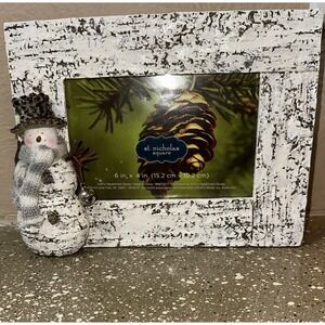St Nicholas Square Rustic 6x4 Frame With Jingle Bell Snowman‎